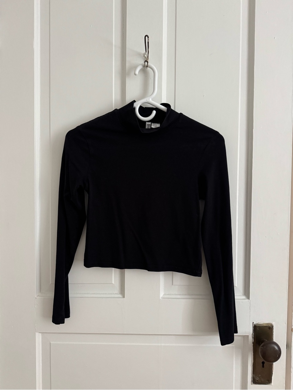 Divided Black Mock Neck Long-Sleeve Crop Top